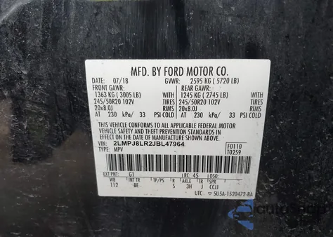 2018 Lincoln Mkx Reserve from USA, damaged, VIN 2LMPJ8LR2JBL47964